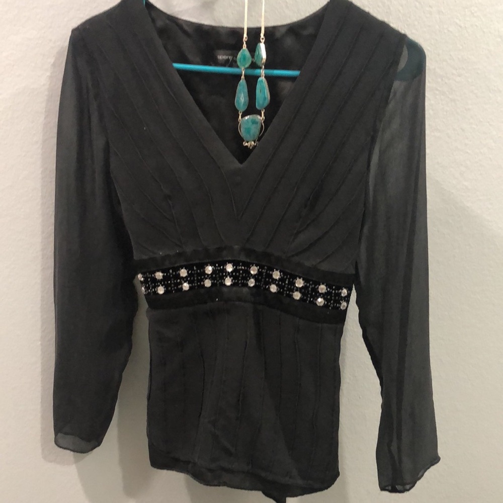 Black dressy shirt with embellishments
